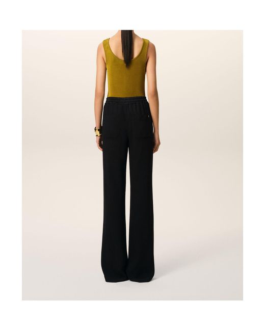 AMI Black Logo Detailed Drawstring Palazzo Pants