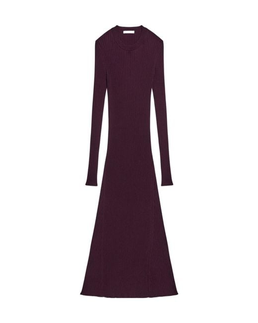 Helmut Lang Purple Long Sleeve Open Back Dress
