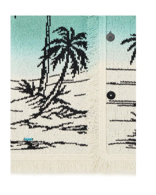 Alanui Green Wave Bloom Cardigan for men