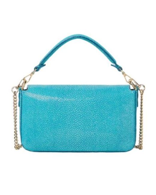 Fendi Blue Baguette Mini Stingray Leather Bag