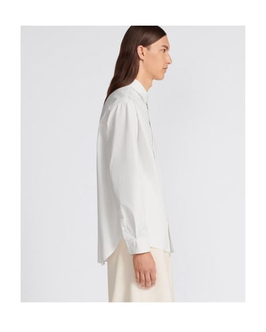 Dior White Logo Embroidered Long-Sleeved Shirt for men