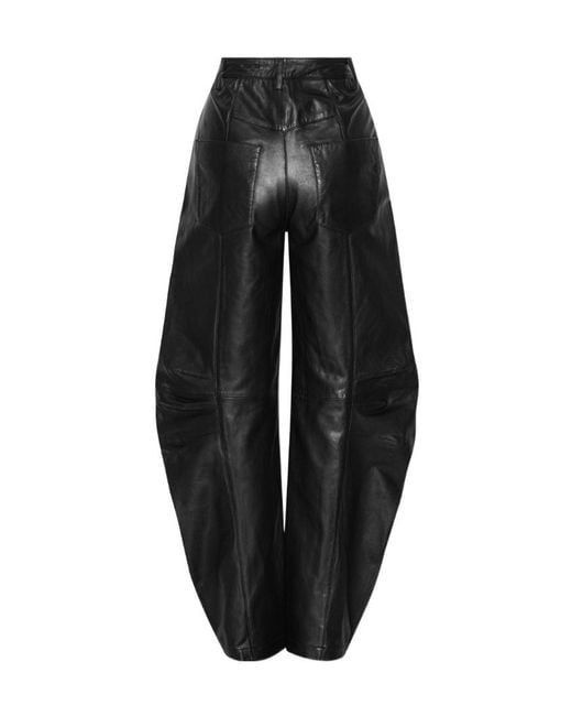 ROTATE BIRGER CHRISTENSEN Black High-Waist Leather Pants