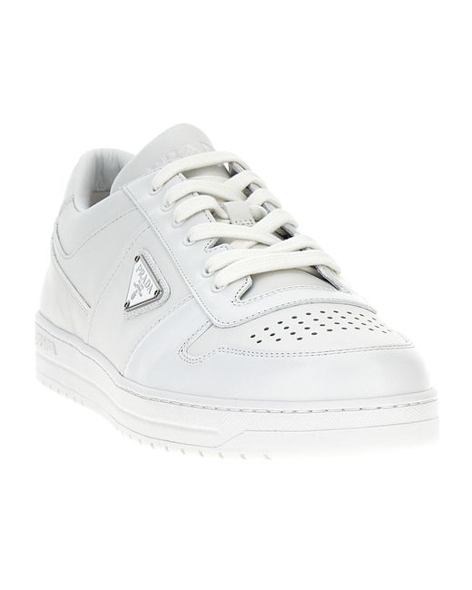Prada White Downtown Lace-Up Sneakers for men