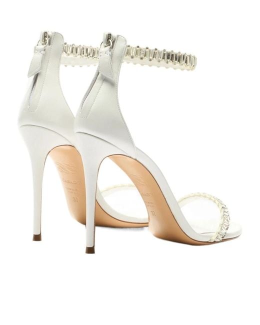 Casadei White Julia Heaven Strass-Embellished Sandals