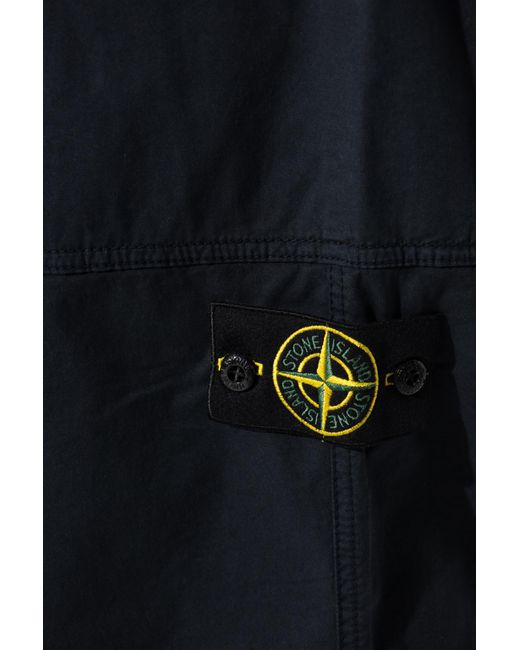 Stone Island Black Logo Patch Cargo Trousers for men