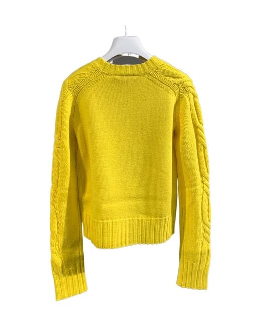 Max Mara Yellow Cashmere Round-Neck Sweater