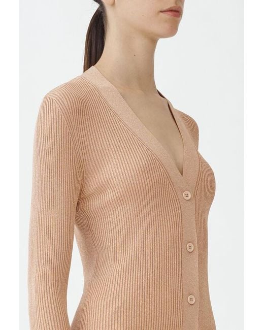 Fabiana Filippi Multicolor Metallic-Threading Ribbed-Knit Cardigan