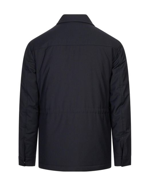 Canali Blue Long-Sleeved Casual Jacket for men