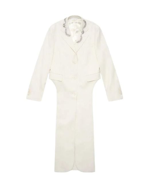 Simone Rocha White Collared Wool Blend Coat