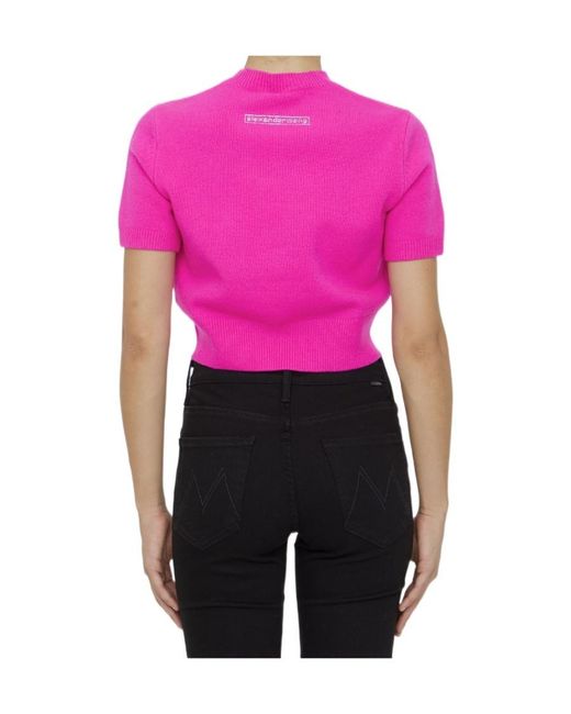 Alexander Wang Pink Beiress Crystal-Embellished Short-Sleeve T-Shirt