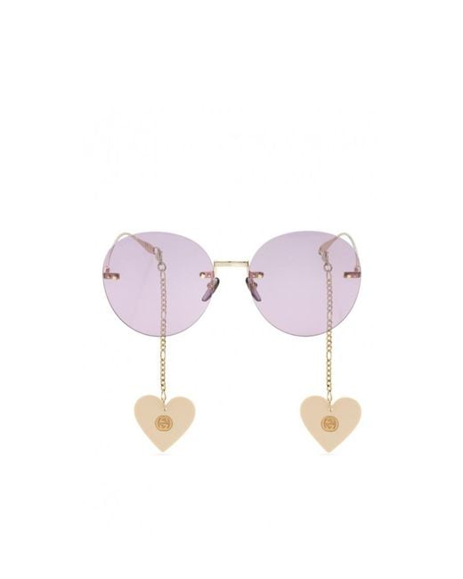 Gucci Purple Eyewear Round Frame Sunglasses