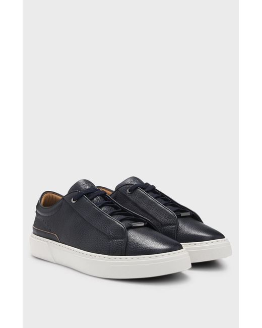 Boss Blue Lace-Up Low-Top Sneakers for men