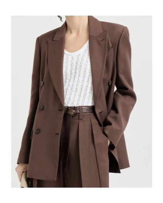 Brunello Cucinelli Brown Double Breasted Blazer