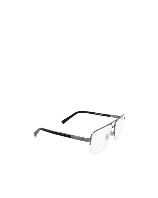 Zegna White Rectangular Pilot Frame Glasses for men