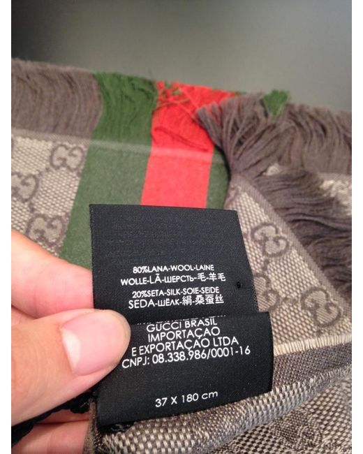 Gucci Brown Gg Jacquard Knit Scarf With Web And Fringe for men