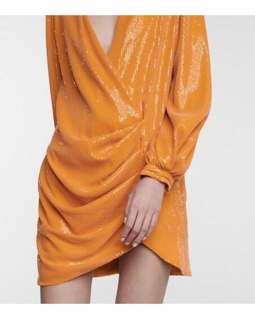 Halpern Orange Sequined Minidress