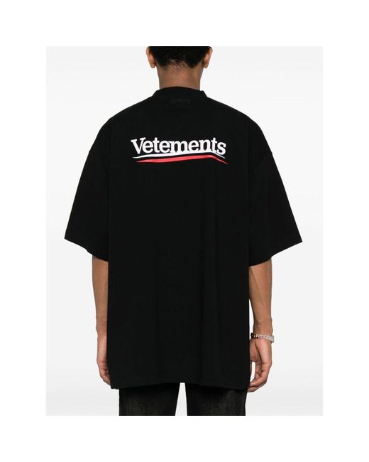 Vetements Black Logo Printed Crewneck T-Shirt for men