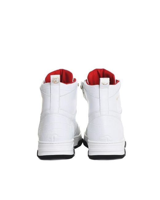 Giuliano Galiano White Legend Crocodile-Effect Sneakers for men