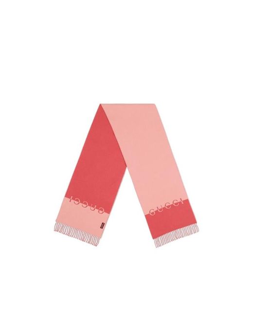 Gucci Pink Fringe Trim Scarf