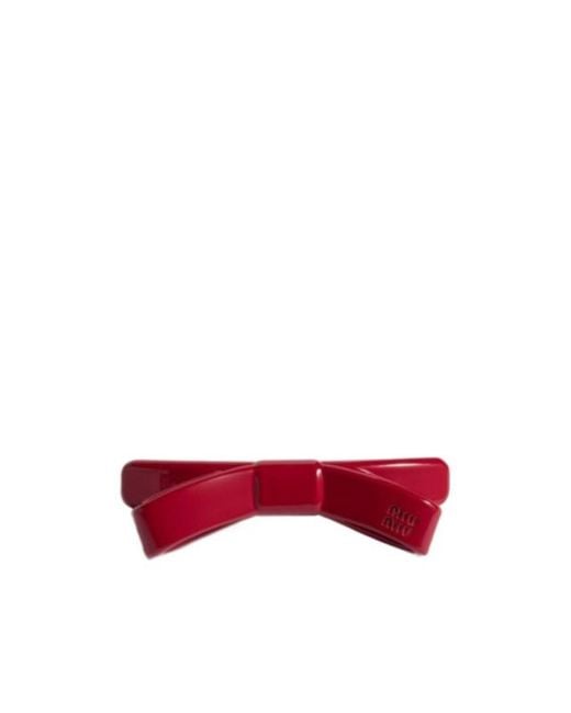 Miu Miu Red Enameled Metal Hair Clip