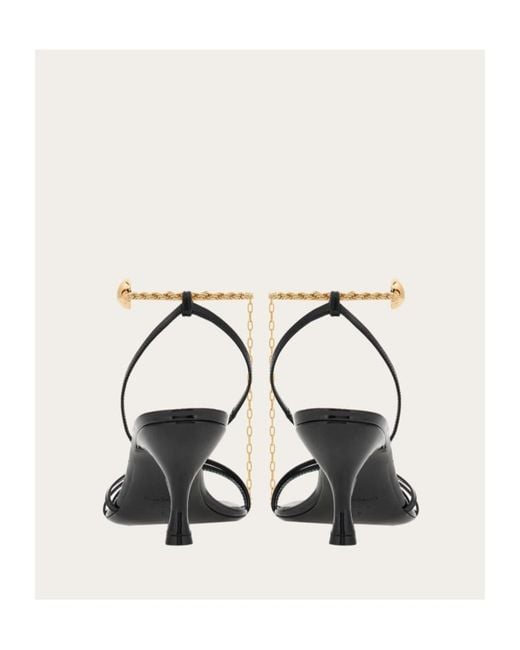 Ferragamo White Ferragamo Cable-Link Chain Open-Toe Sandals