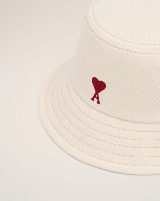 AMI Pink Ami De Coeur Logo Embroidered Bucket Hat for men