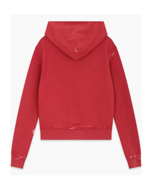 we11done Red Pierced Zip-Up Hoodie for men