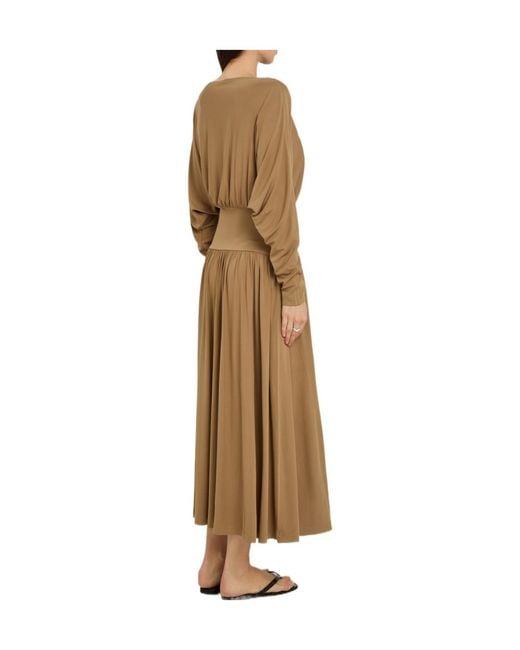 Totême Natural Gathered Crepe-Jersey Midi Dress