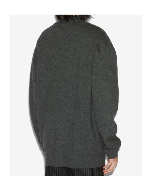 Isabel Marant Gray Curtis Logo Intarsia Knitted Cardigan for men