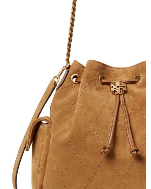 Tory Burch Brown Charlie Quilted Bucket Bag