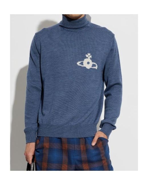 Vivienne Westwood Blue Long-Sleeve High-Neck Top for men
