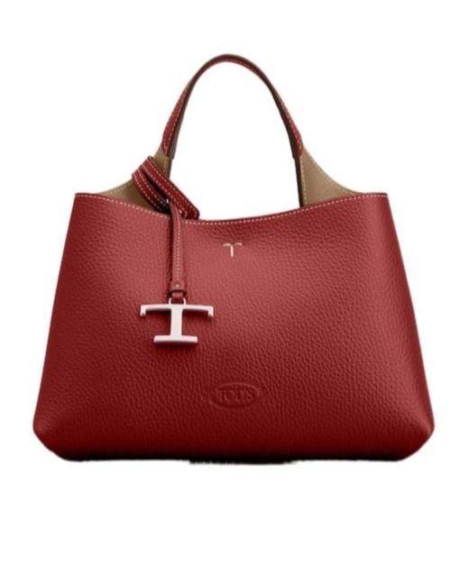 Tod's Red Logo Embossed Mini Crossbody Bag