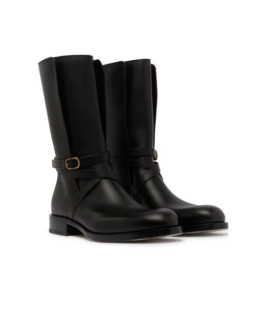 The Row Black Round-Head Boots
