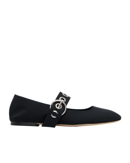 Aeyde Black Uma Eyelet Mary Jane Ballet Flats