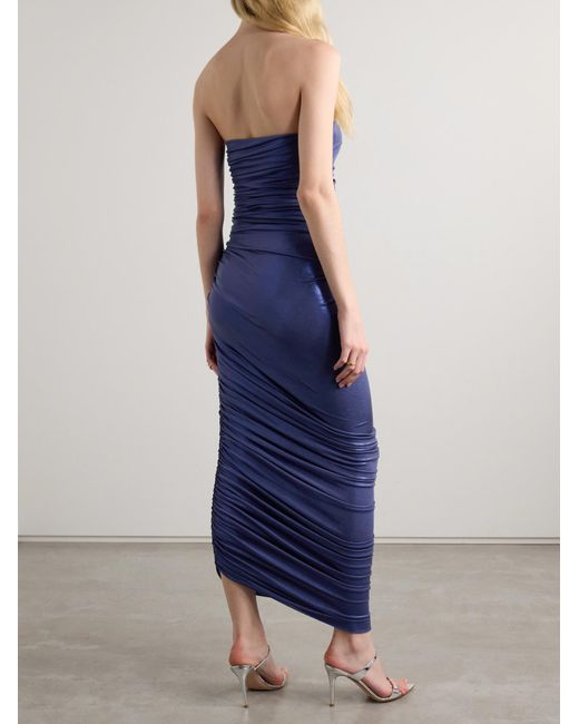 Norma Kamali Blue Diana Strapless Gown