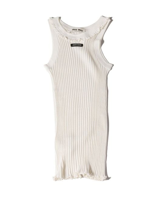 Miu Miu White Silk Tank Top