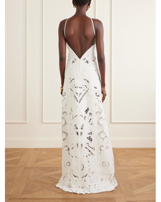 Cult Gaia White Embroidered Cut-Out Linen Maxi Dress
