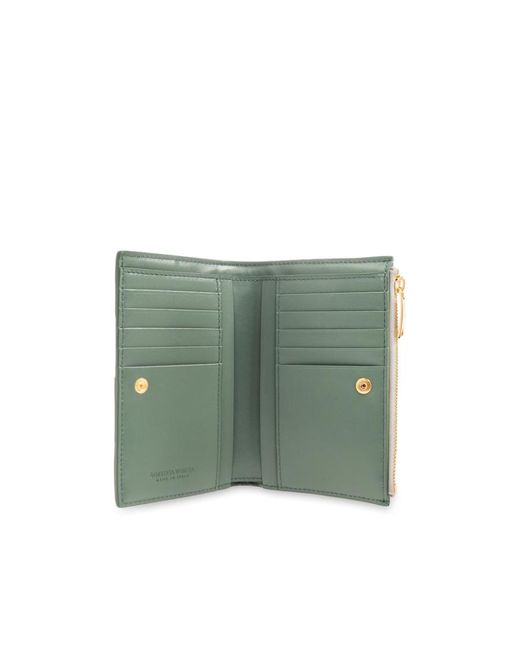 Bottega Veneta White Medium Cassette Bi-Fold Zip Wallet