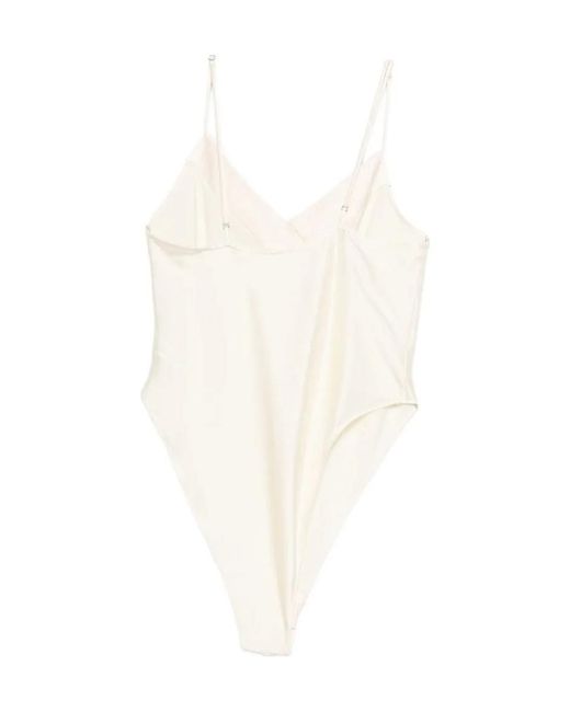 Forte_forte White V-Neck Bodysuit