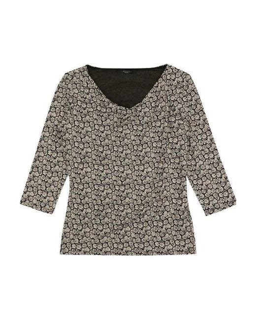 Weekend by Maxmara Gray V-Neck Printed T-Shirt