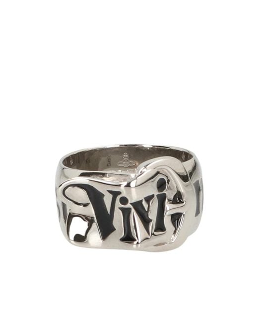 Vivienne Westwood White Buckle-Engraved Ring