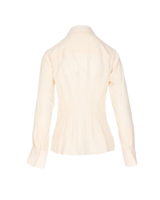 Chloé White Chloé Stitching Detailed Long-Sleeved Shirt