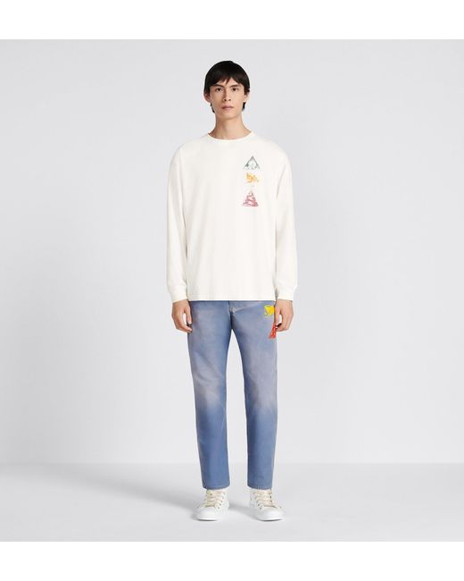 Dior Blue Homme Logo Patch Straight Leg Jeans for men