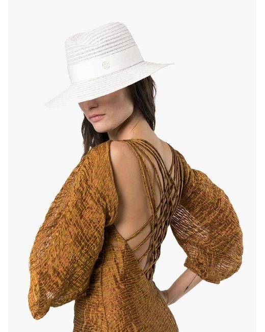 Maison Michel White Logo Plaque Virginie Hat