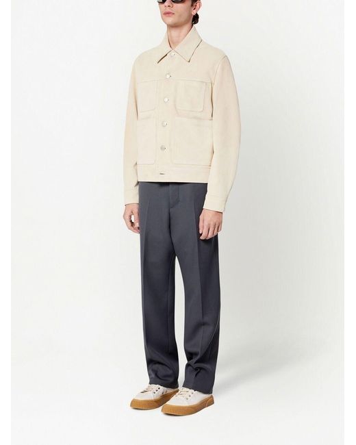 AMI Natural Suede Buttoned Shirt Jacket for men
