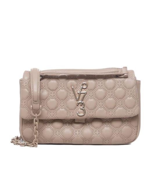 V73 Natural Marzia Matelassé-Effect Shoulder Bag