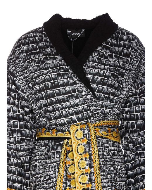 Versace White Printed Belted Waist Bathrobe for men