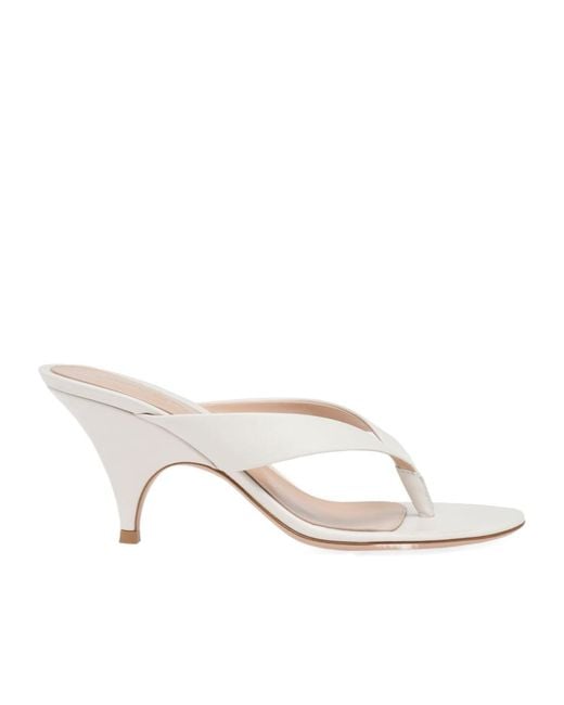 Gianvito Rossi White Sofia Thong 70 Leather Sandals