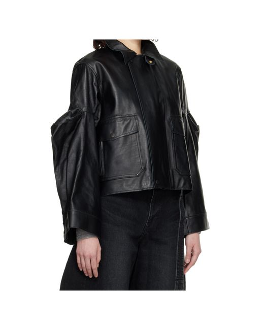 Sacai Black Leather Short Jacket