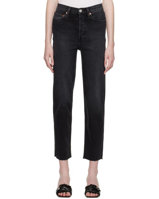 Re/done Black 70S Stove Pipe Jeans